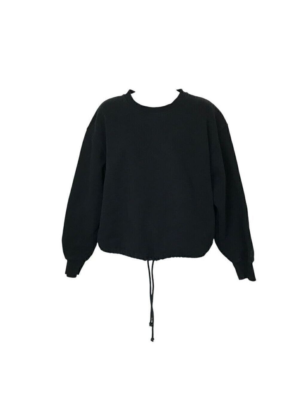 Aritzia TNA Boyfriend Black Cinched Waist With Ties Sweatshirt Size M
